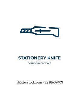 Stationery knife icon. Linear vector illustration from carpentry diy tools collection. Outline stationery knife icon vector. Thin line symbol for use on web and mobile apps, logo, print media.