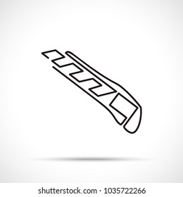 Stationery knife icon. Utility knife icon isolated on white background. Working tool icon sign symbol. Single line art style.
