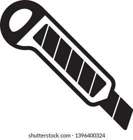 Stationery Knife Stationery Icon Vector. Paper Stationery Knife Flat Style. Penknife Icon Apps. Razor  Object. Stainless Knife Icon Design Element. 