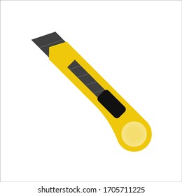 Stationery knife Icon. Knife Stationery Icon Vector. Stationery paper knife flat. Penknife Icon Apps. Stainless steel knife icon design element. 