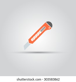 Stationery knife isolated vector colored icon