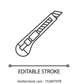 Stationery knife linear icon. Thin line illustration. Cutter. Contour symbol. Vector isolated outline drawing. Editable stroke