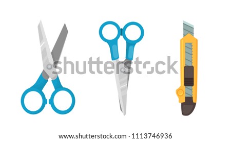 stationery knife, paper, scissors, cut, vector