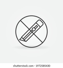 Stationery Knife is Prohibited line icon. Do not use Cutter vector restriction concept outline symbol