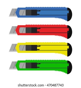 Stationery knife set, vector illustration