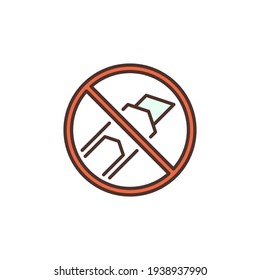 La herramienta Cuchilla de estacionería es un símbolo o icono de color redondeado de concepto vectorial prohibido