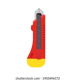 Stationery knife tool. Red knife tool for repair and construction.