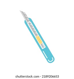 Stationery knife, vector flat illustration on white background.