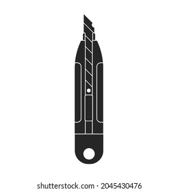 Icono vectorial de cuchillo de estacionería.Icono vectorial negro aislado en cuchillo de fondo blanco.