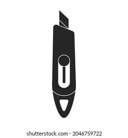 Icono vectorial de cuchillo de estacionería.Icono vectorial negro aislado en cuchillo de fondo blanco.
