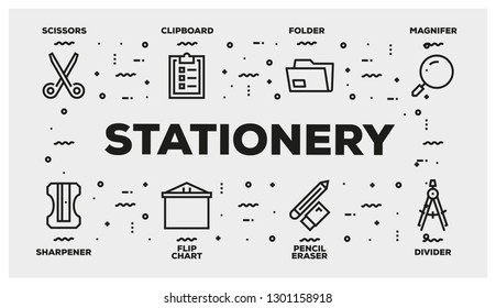 STATIONERY LINE ICON SET