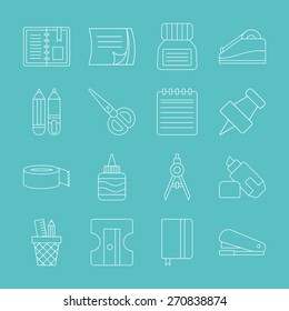stationery line icon set