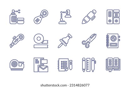Stationery line icon set. Editable stroke. Vector illustration. Containing 