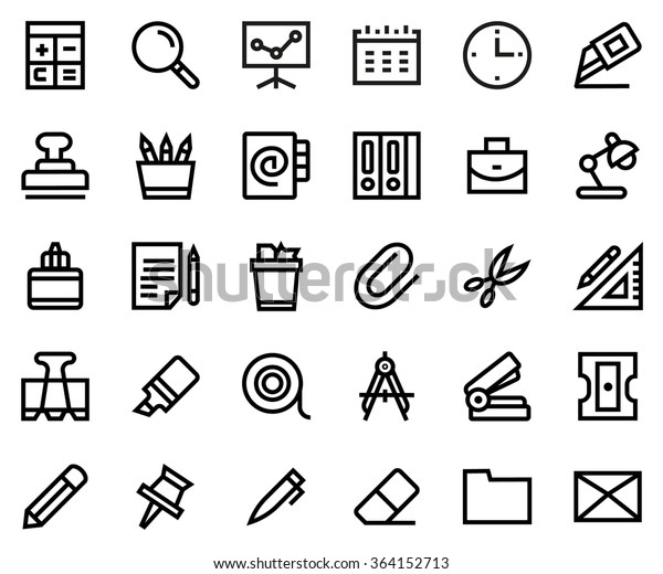 Stationery
line icon set. Pixel perfect fully editable vector icon suitable
for websites, info graphics and print
media.