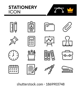 Stationery line icons set. Editable Stroke