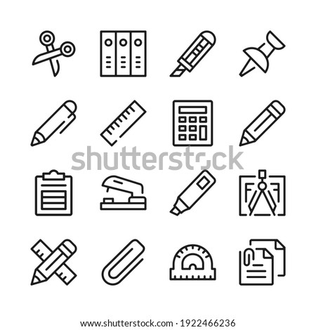 Stationery line icons set. Modern graphic design concepts, simple outline elements collection. Vector line icons