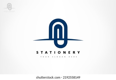 Stationery Logo Vector. Paper Clips Design.