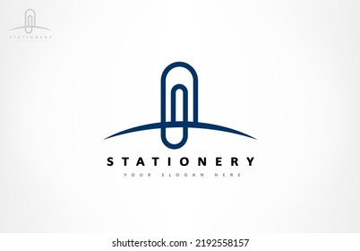 Stationery logo vector. Paper clips design.