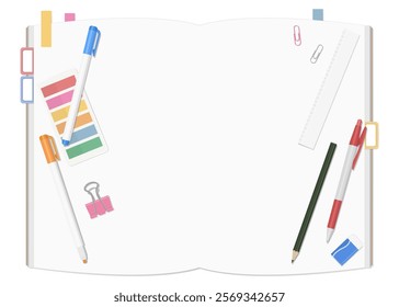 Stationery and Notebook Set, Simple Plain Notebook, Open Spread