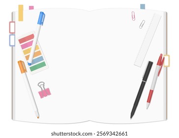 Stationery and Notebook Set, Simple Plain Notebook, Open Spread