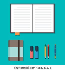 stationery objects typical for office, vector