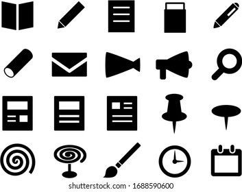 Stationery, office and business icon set