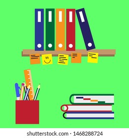 Stationery. Office items. Vector illustration.