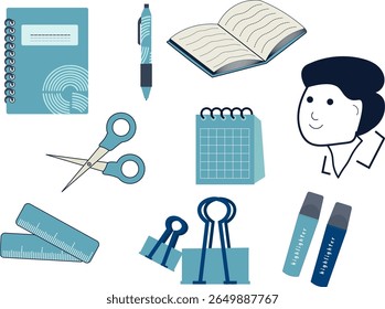Stationery and Office Supplies Icon Set