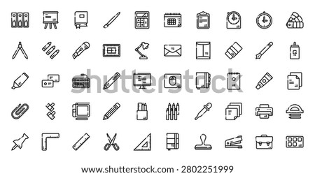 Stationery And Office Supplies Icon Set Vector Illustration