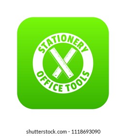 Stationery office tool icon green vector isolated on white background