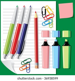 stationery and office tools on the table placed in