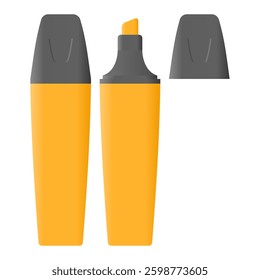 Stationery Orange Highlighter Vector. Highlighter Element in White Background. Simple Highlighter Icon.
