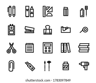 Stationery outline icon set, Editable Stroke.