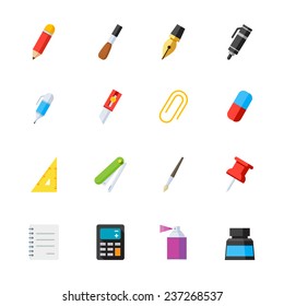 Stationery and Painting tools icons : Flat Icon Set for Web and Mobile Application