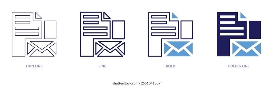 Stationery paper icon in 4 different styles. Thin Line, Line, Bold, and Bold Line. Duotone style. Editable stroke.