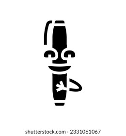 stationery pen character glyph icon vector. stationery pen character sign. isolated symbol illustration
