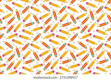 Fondo de patrón de lápiz de papelería. Diseño de patrón de lápices de colores sin costuras. Diseño conceptual de regreso a la escuela. Fondo temático de Educación.