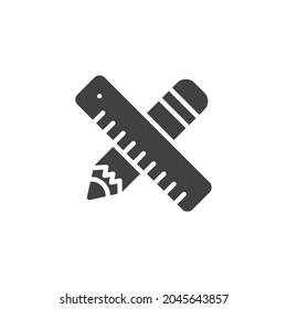Stationery, pencil and ruler vector icon. filled flat sign for mobile concept and web design. Office stationery glyph icon. Symbol, logo illustration. Vector graphics