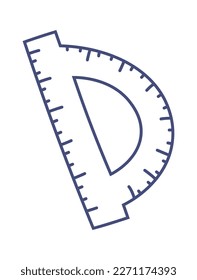 Protractor de diseño de estado para el icono de línea de lección matemática. Ilustración del vector