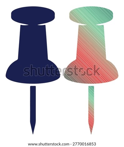 Stationery push pin set, bulletin board tool, message pinning hardware, desktop accessory.