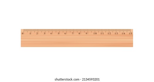 Stationery realistic composition with isolated image of wooden ruler on blank background vector illustration