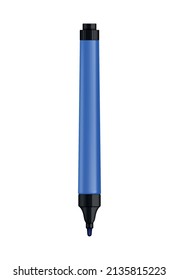 Stationery realistic composition with isolated image of black mark pen on blank background vector illustration