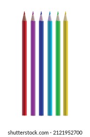 Stationery realistic composition with isolated range of colorful pencils on blank background vector illustration