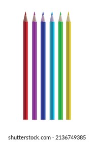 Stationery realistic composition with isolated range of colorful pencils on blank background vector illustration