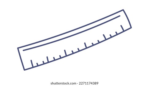 Stationery ruler for math lesson line icon. Vector illustration