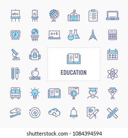 Stationery and school activities - thin line website, application & presentation icon. simple and minimal vector icon and illustration collection.