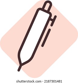 Stationery school pen, illustration, vector on a white background.