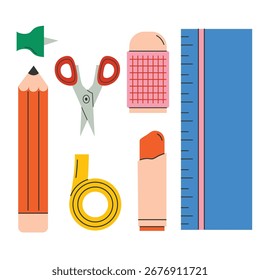 Stationery and School tools vector illustration