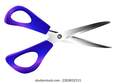 stationery scissors blue color vector illustration