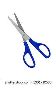 stationery scissors for cutting paper with a blue handle